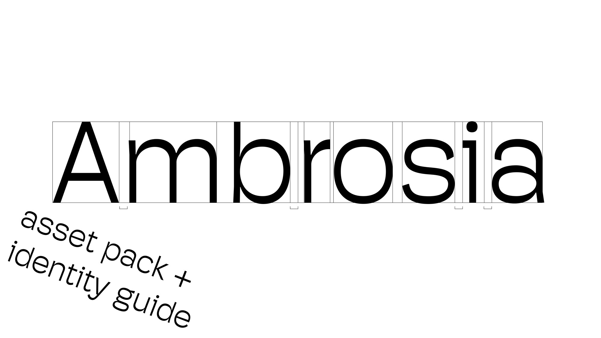 Ambrosia asset pack and identity guide cover featuring the kerning between letters